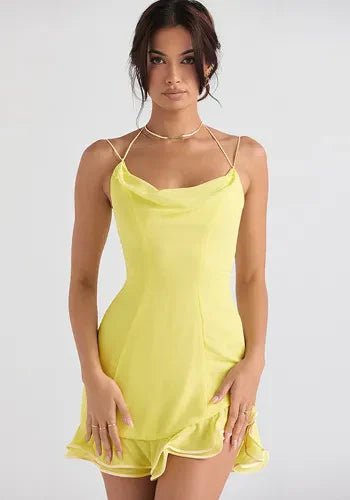 Gaiia Aster Cowl Neck Dress - Yellow - GAIIA